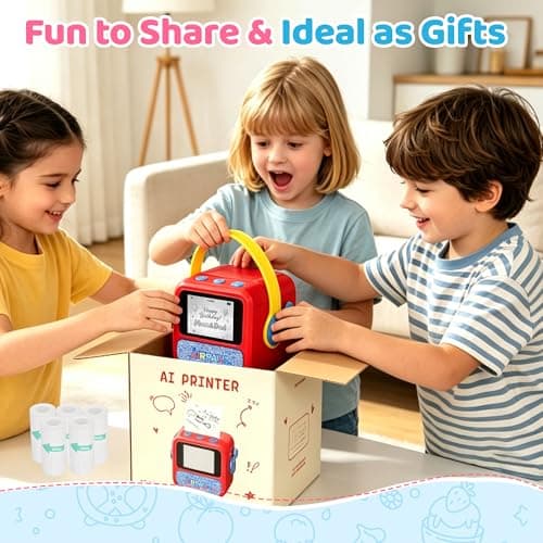 Lumavere AI Voice Sticker Printer, Portable Pocket Sticker Printer with HD Display, Mini Inkless Thermal Sticker Maker Machine with Handle for Coloring Creative DIY Fun, 5 Rolls Paper Included - Thumbnail 5