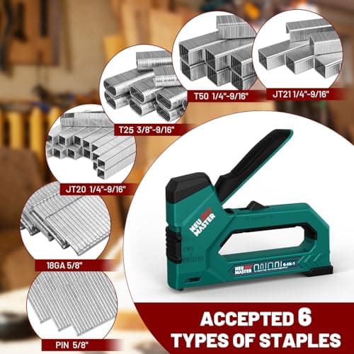 NEU MASTER 6-in-1 Staple Gun, Upholstery Stapler with 4000 Counts Staples, Staple Gun Heavy Duty for Wood, Fixing Material, Decoration DIY, Carpentry, Furniture - Thumbnail 2