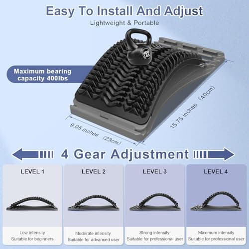 MINOLL Back Stretcher for Lower Back Pain Relief, Multiple Level Adjustable Arch Lumbar Back Cracker Board, Back Cracking Device, Back Massager for Scoliosis, Spine Decompression Support - Thumbnail 6