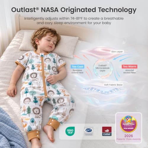 i-baby Outlast® Toddler Sleep Sack with Legs, 0.5 TOG Lightweight Muslin Baby Wearable Blanket, Walker Sleeping Sack with Outlast Temperature Regulation, Sleeping Bag with 2-Way Zipper 9-12M - Thumbnail 3