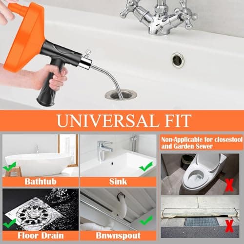 33 Feet Drain Snake Auger, Plumbing Snake Drain Hair Clog Removal Tool, Sink Unclogger Drain, Heavy Duty Toilet Snake Auger, Cleaner Tool for Bathroom Kitchen Tub Shower Drain Clog Remover with Gloves - Thumbnail 4