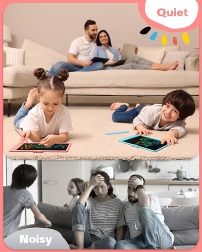 Bravokids 10 Inch LCD Writing Tablet for 3-8 Year Olds - Electronic Drawing Pad and Doodle Board as Educational Birthday Gifts for Girls and Boys (Pink) - Thumbnail 6