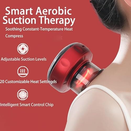 Ctpceept Smart Breathing Cupping Massager, 5-in-1 Electric Cupping Device with Intelligent Pressure Control, Red Light & Heat for Muscle Pain Relief - Portable Kit for Home Gym 1 Pack - Thumbnail 3
