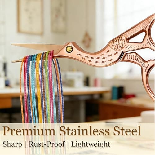 2 PCS Rose Gold Stork Embroidery Scissors with Leather Covers, 4.5 Inch & 3.7 Inch Stainless Steel Small Sewing Scissiors, For Precision Cutting DIY Craft Cross Stitch Tailoring Floral Trimming - Thumbnail 4