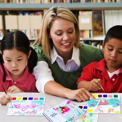 JUNQIU 3Pack Water Color Paint Sets for Kids, Paint With Water Books, Pocket Watercolor Painting Book, Arts and Crafts for Girls Gifts,Stocking Stuffers For Kids - Thumbnail 3