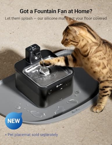 DownyPaws Cat Water Fountain Cordless, 84oz/2.5L Fursink Wireless Pet Water Fountains for Cats Indoor, Battery Operated Cat Drinking Fountain with Motion Sensor, Ultra Quiet Pump, BPA-Free, Black Pro - Thumbnail 6