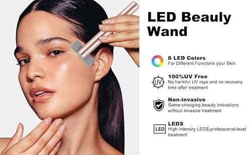 Red Light Therapy for Face, 6 in 1 LED Light Therapy Eye Equipment for Skin,Face Wand with Facial Massager, Skincare Facial Wand,Vibration, Thermal, Microcurrent，Portable Beauty Tools - Thumbnail 3