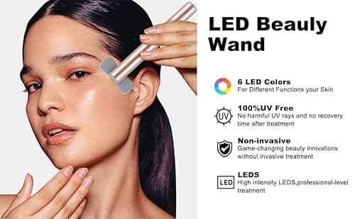 Red Light Therapy for Face, 6 in 1 LED Light Therapy Eye Equipment for Skin,Face Wand with Facial Massager, Skincare Facial Wand,Vibration, Thermal, Microcurrent，Portable Beauty Tools - Thumbnail 3