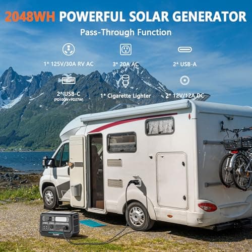 ALLWEI Solar Generator 2400W with 1x 200W Solar Panel LiFePO4 Power Station - Thumbnail 5