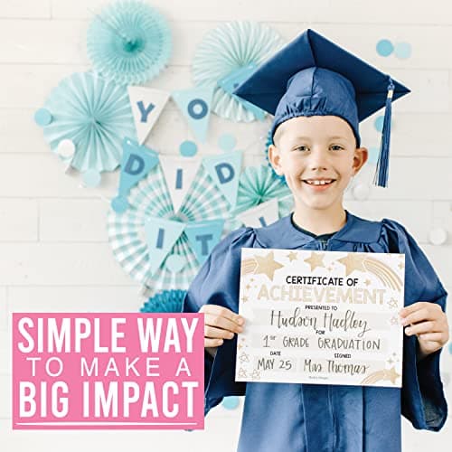 Classroom Award Certificates for Students -25 Certificate of Achievement Awards, Gold Star Certificate Paper, Preschool Graduation Certificates for Kids, Kindergarten Diploma, Star Student Honor Roll - Thumbnail 5