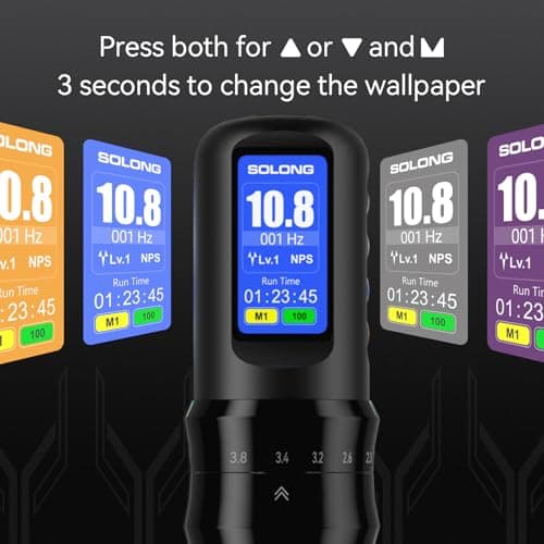 Tattoo Gun,Solong Complete Tattoo Kit with 7 Stroke Lengths，Powerful Battery, Assorted Cartridge Needles and Color Wallpaper Guide Wireless Tattoo Gun Kit for Beginners SL-TKE200A-1-USA - Thumbnail 2