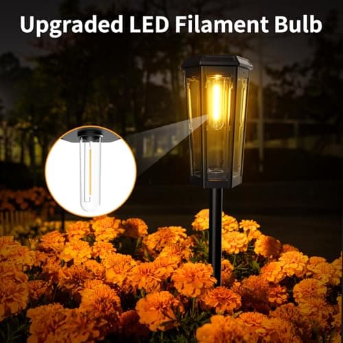 KINKAI Solar Pathway Lights Outdoor - 6 Pack Solar Garden Lights Driveway Light Landscape Lighting for Outside Walkway Patio Sidewalk Yard (Warm Light) - Thumbnail 2