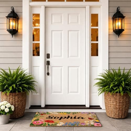 Fincekoom Personalized Natural Coco Coir Door Mat with Heavy Duty Backing Custom Non-Slip Front Door Welcome Mats for Outside Entrance or Porch Entry Housewarming Gift for Home Decor - Thumbnail 5