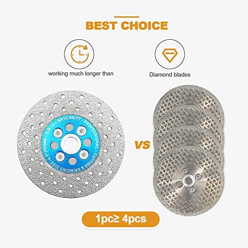 Diamond Granite Cutting Wheel,BRSCHNITT 4-1/2 Inch 115mm Vacuum Brazed Angle Grinder Diamond Blade with 5/8-11 Thread for Grinding Beveling Shaping Rounding Granite,Porcelain,Tile,Stone,Marble,Quartz - Thumbnail 4