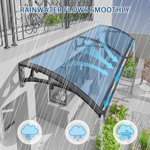 Awnings for Windows Outside - Awning for Door Entrance Aluminum Bracket Awnings 32x64in Front Doors/Windows Overhang Awning Canopy for Porch/Patio/Deck/Cellar UV/Rain/Snow Protection - Thumbnail 5
