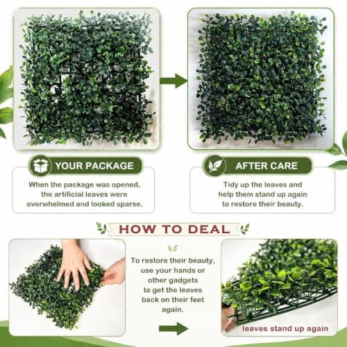 Grass Wall Decor,Paistao Privacy Fence Screen,Greenery Backdrop Panels,10"x 10"24Pcs Artificial Boxwood Fake Grass Wall for Indoor,Outdoor,Patio,Garden,Backyard - Thumbnail 5