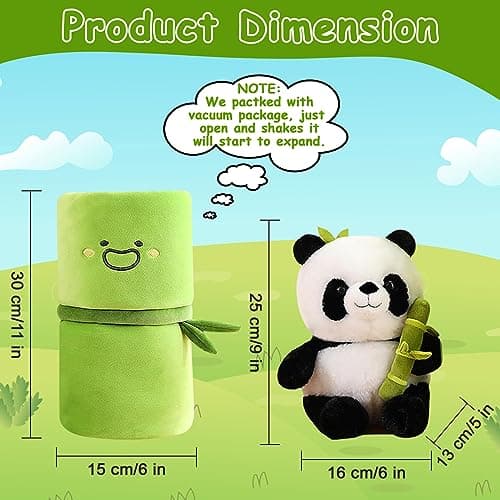 Emoin Soft Reversible Panda Stuffed Animals with Bamboo Storage Bag, 11-Inch Interactive Baby Toy, Cute Cuddly Panda Plush Toy for Kids & Adults – Perfect for Birthday & Sweet Valentine’s Day Gifts - Thumbnail 5