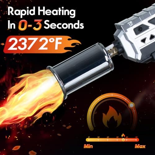 Powerful Propane Torch Gun, Adjustable Flame Thrower Gun, Kitchen Torch Culinary Torch Sous Vide, Weed Burner Torch, Charcoal Lighter, Gifts for Menr(Tank Not Included) (Silver) - Thumbnail 5