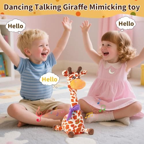Dancing Talking Giraffe Toy for Baby Toddler, Dancing Giraffe Toy Singing Mimicking Recording Repeating What You Say with LED English Sing for Boys Girls Gift, 15 Second Recorde(Adjustable Volume) - Thumbnail 3
