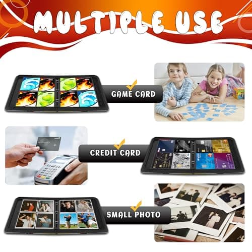 Trading Card Binder 4 Pocket, Card Binder 400 Pockels Card Book Holder Cards with 50 Removable Sleeves, 3-RingZip Design MTG/TCG/Sport Collectible Trading Card Albums Gifls for Boys and Girls (Fire） - Thumbnail 6