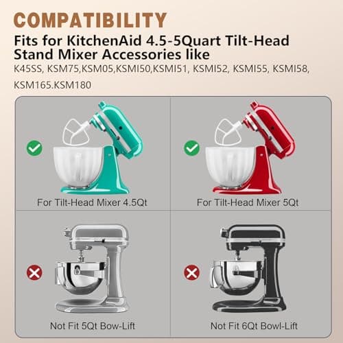Paddle Attachment for KitchenAid Mixer 4.5-5 Qt Tilt-Head, Premium Coated Flat Beater Replacement for Cake Batter & Cookie Dough, Dishwasher Safe Mixer Accessories - Thumbnail 4