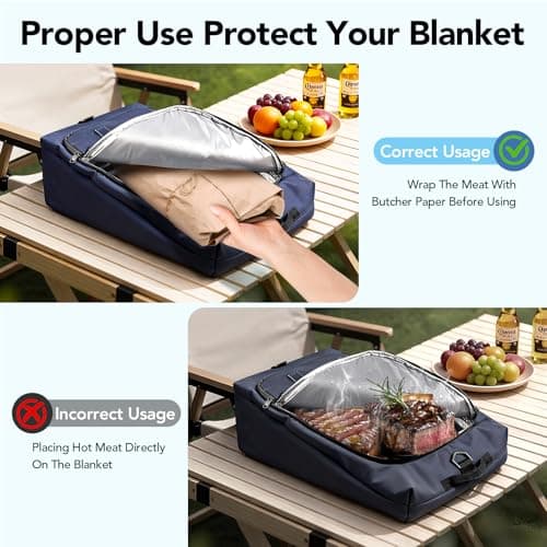 BBQ Meat Resting Blanket Bag - Insulated Leak-Proof Brisket Resting Bag with Wide Opening, Oxford Cloth Waterproof Smoker Accessories for Grilling Barbecue, Gifts for Men Dad Fathers Husband - Thumbnail 6