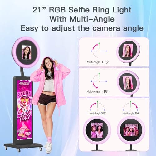 MWE LCD Photo Booth Stand for Any iPad with Software APP and Remote Control, Selfie RGB Ring Light photobooth Machine,for Parties, Wedding (Black, Flight Case) - Thumbnail 6