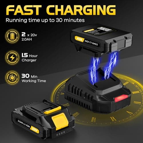 Leaf Blower, Electric Cordless Leaf Blower with 2 Batteries and Charger, 2 Speed Mode, Lightweight Cordless Blower for Blowing Leaves, Patio Cleaning, Blowers for Lawn Care and Dust - Thumbnail 4