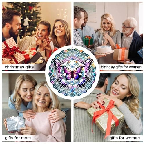 Butterfly Wind Spinner Outdoor - Birthday Gifts for Women, Men, Mom, Father, Garden Decor Gifts, Hanging Wind Sculptures 12 inch 3D Wind Spinners for Outdoor Decor for Outside, Yard, Patio Deals - Thumbnail 6