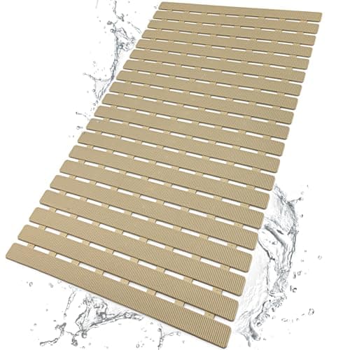 BEMISO Shower Mat Non Slip Bathtub Mat with Suction Cups and Drain Holes 27.5 x15.7 Inch Bath Mat for Tub & Shower.Easy Dry,Easy to Cut,Eco-Friendly - Image 1