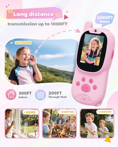 Eveedo Video walkie talkies for Kids,2 Pack Rechargeable Kids Walkie Talkies can Send Messages,Christmas Birthday Gifts for Kid Age 3-12,Portable Toddler Toy for 4 5 6 7 8 9 Year Old Girls Boys Pink - Thumbnail 5