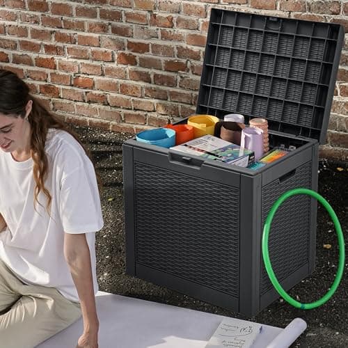 DWVO 32 Gallon Resin Storage Box, Indoor Outdoor Deck Box for Package Delivery, Patio Cushions, Gardening Tools, Lockable, Waterproof - Thumbnail 4