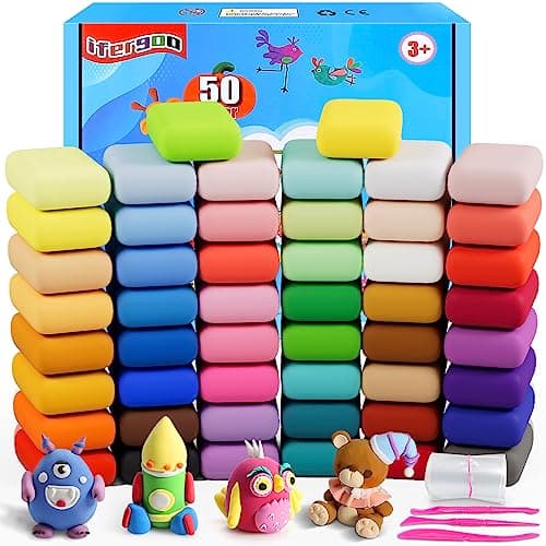 Modeling Clay - 50 Colors Air Dry Clay, DIY Molding Magic Clay for Slime add ins & Slime Supplies, Kids Toys Set for Boys and Girls