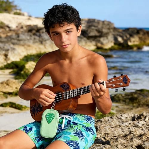 Cozople Boys Swim Trunks Boxer Brief Liner Swim Shorts Botanical Green Bathing Suits Hawaiian Swimsuit Compression Stretchy Boardshorts Size 14-16 - Thumbnail 2
