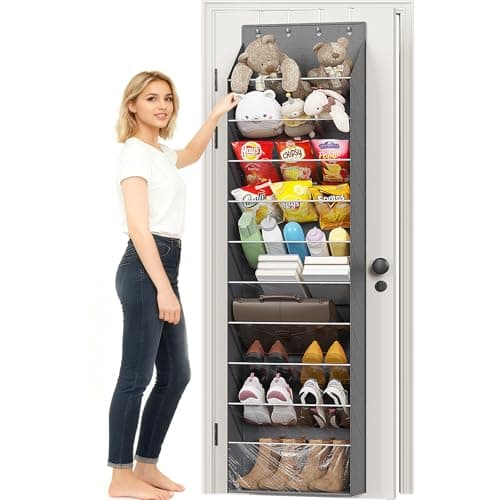 ZATOCL 10-Tier Over The Door Organizer, Space Saving Hanging Shoes Organizer and Storage Unit, Organizer for Closet, Bedroom, Entryway, Grey - Image 1