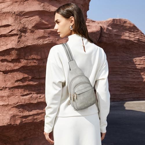 BOSTANTEN Small Sling Bag for Women - Leather Crossbody Fanny Pack Chest Bag for Travel - Thumbnail 2