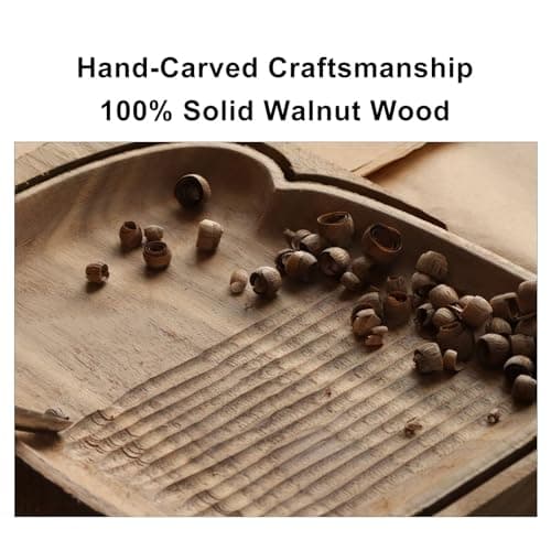 HomeHand Hand-Carved Walnut Wood Tabletop Accent, Decorative Wooden Serving Piece with Natural Grain for Table Styling and Display - Thumbnail 3