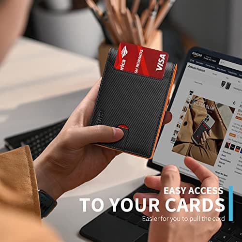 RUNBOX Wallet for Men Slim 11 Credit Card Holder Slots Leather RFID Blocking Small Thin Men's Wallet Bifold Minimalist Front Pocket Large Capacity Gift Box - Thumbnail 3