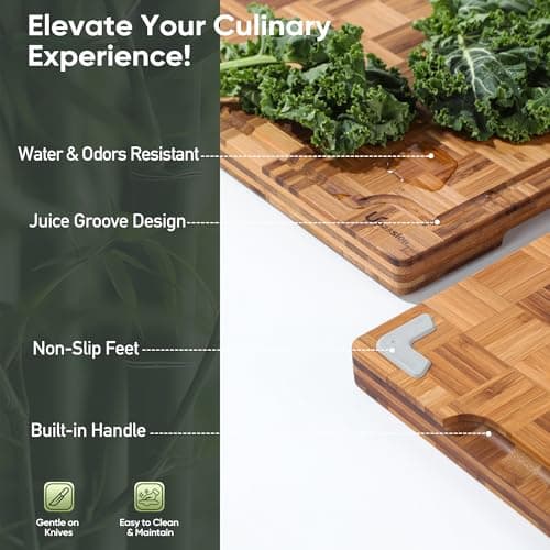 XXXLarge Bamboo Cutting Boards Charcuterie Board Best Non Toxic Large Butcher Block Heavy Duty Book Checkered Wood Cutting Boards for Kitchen Solid End Grain Wood Chopping Board - Thumbnail 4