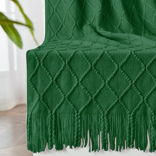 inhand Knitted Throw Blanket for Couch and Bed, Soft Living Room Home Decor Knitted Blanket with Tassel, Outdoor Lightweight Breathable Summer Blanket, Farmhouse Warm Woven Decorative, 50"x60" - Image 1