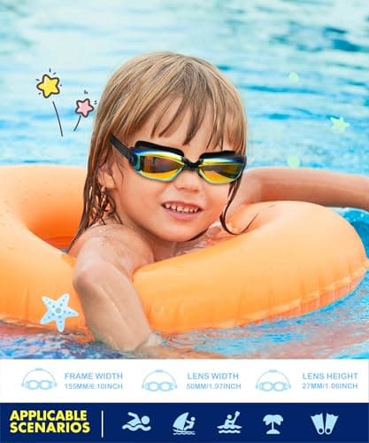 QALLY Kids Goggles Age 4-16, Kids Swimming Goggles UV Protection Anti-Fog No Leaking, 3 Pack Swim Goggles for Boys Girls Youth - Thumbnail 2