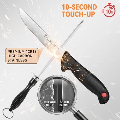 Plys Butcher Knife Set 7-PCS: 6 inch Boning Knife for Meat Cutting and Game Processing - 4Cr13Mov Stainless Steel BBQ and Outdoor Activities Skinning Knives - Thumbnail 6