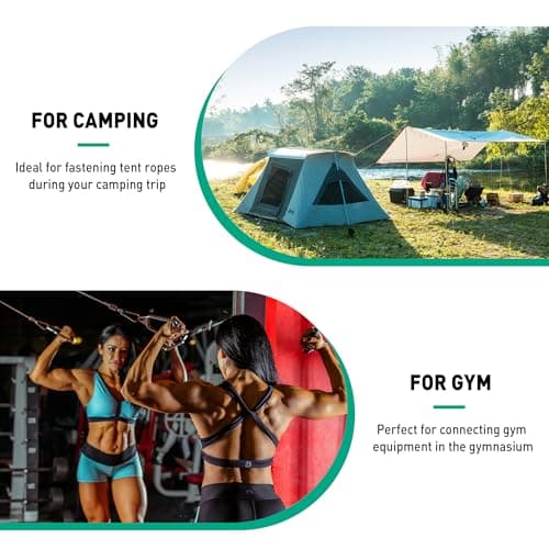 Prowin 100PCS 3.15in Galvanized M8 Carabiner Clips, Heavy Duty Spring Snap Hooks, 882LBS Capacity, Steel Quick Link for Camping, Hiking, Swing, Hammock, Outdoor Activities - Thumbnail 6