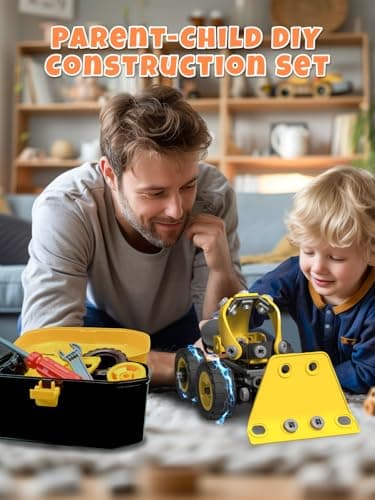 Veecafiodi 10 in 1 STEM Building Toys for Kids Ages 4-8, Educational Construction Engineering Building Kit for Boys Girls, Motorized Bulldozer Excavator Toy Set - Thumbnail 4