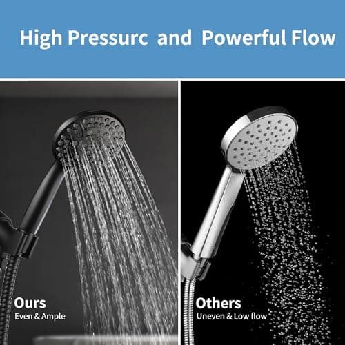 Iopsk 10 Spray Shower Head with Handheld,High Pressure shower heads with Handheld Spray Combo,Hand Held Shower Head with 60 Inch Long Hose (Matte Black) - Thumbnail 4