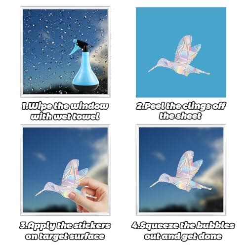 72 Pcs Window Decals to Prevent Bird Strikes - Anti-Collision Window Stickers for Birds, Rainbow Window Clings for Glass Windows, Reusable Static Clings for Bird Window Deterrent, No Glue Needed - Thumbnail 5