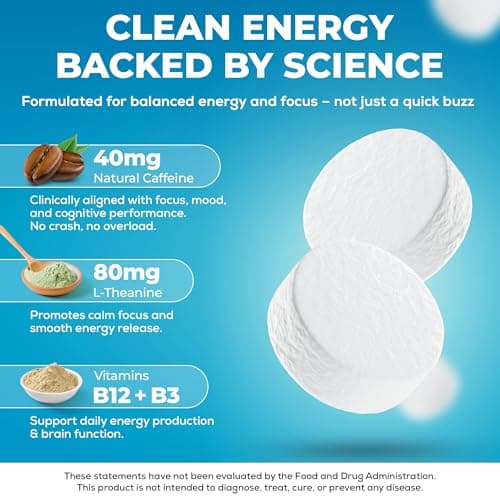 UPLIFE Energy and Focus Gum 90 Pcs – Made in USA – Nootropic Natural Caffeine Gum Coffee Alternative - Organic Gum with 40mg Caffeine + 80mg L-Theanine + B3 & B12 - Suger Free - Peppermint Flavor - Thumbnail 3