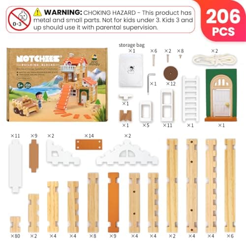 Jovi-mindly＆Notchies Space Wooden Blocks Set 101 PCS Create 40+ Shapes,Toys Educational Wooden Building Blocks Puzzles for Kids Ages 5-8 Boys and Girls,Truck/Excavator,FSC Certified - Thumbnail 2