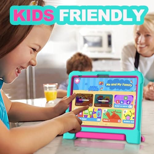 YIHE Kids Case for iPad (A16) 11th Generation 11 Inch 2025 & iPad 10th Generation 10.9 inch 2022, with Built-in Screen Protector and Handle Stand, Full Body Shockproof Protective Cover, CyanPink - Thumbnail 4