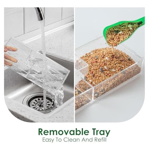 ACEROMT Clear Window Bird Feeder with 4 Extra-Strong Suction Cups, Built-in Water Trough and Drainage Holes, Large View Transparent Bird House for Outside, Unique Bird Watching Gift for Mom Parents - Thumbnail 5